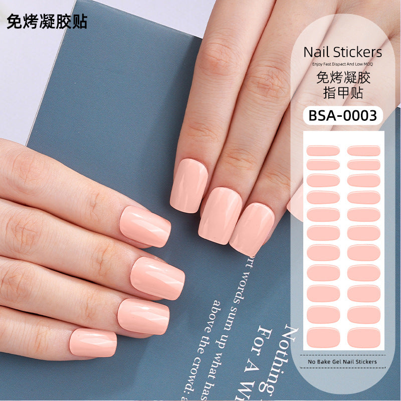 Zhengxiang factory customized no-bake gel nail art stickers solid color european and american photo lamp nail stickers amazon foreign trade wholesale