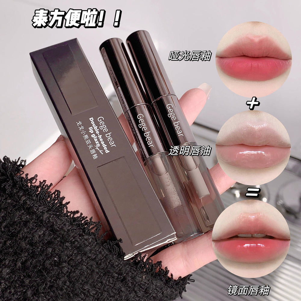 Gege bear gege bear double-ended lip glaze low saturation matte matte water-glossy mirror transparent superimposed lip gloss