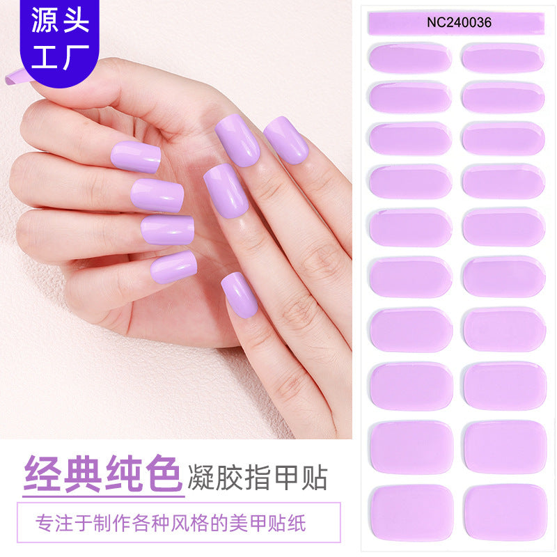 Zhengxiang factory customized korean solid color gel nail stickers uv light therapy semi-cured nail art stickers wholesale amazon