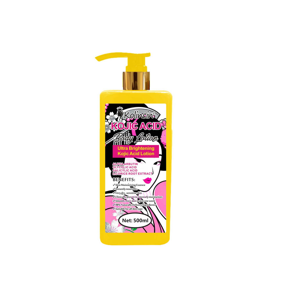 Wholesale kojic acid serum, body lotion, moisturizing scrub, cleanser, brightening, and hydrating kojic acid skincare series for export