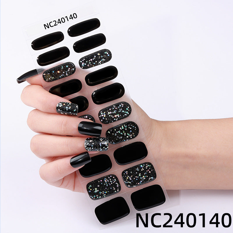 Zhengxiang personalized gel manicure stickers onion powder jumping color nail polish film uv lamp semi-baked semi-cured nail stickers wholesale