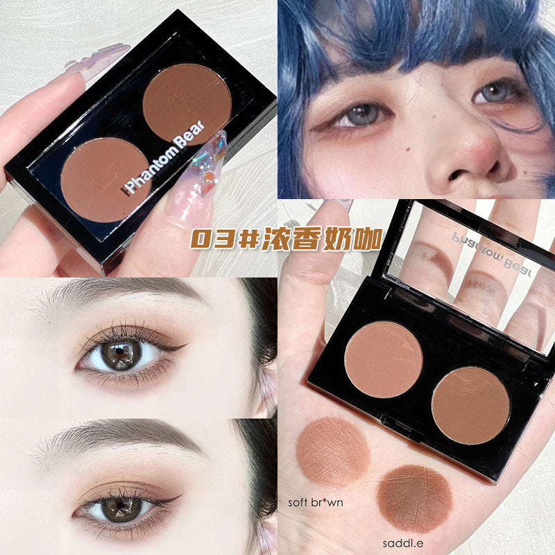 Phantom bear two-color eyeshadow - everyday light makeup, affordable student-friendly rose tea cement eyeshadow palette, high-end, pure & sultry style
