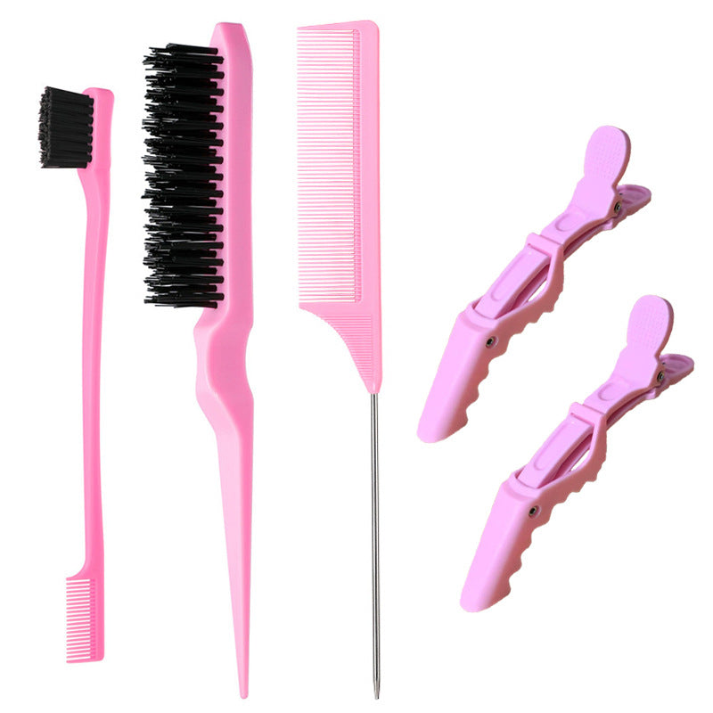 Manufacturer wholesale hair comb three-row plastic comb steel needle rat tail teasing comb eyebrow brush hairline brush styling tool