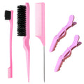 Manufacturer wholesale hair comb three-row plastic comb steel needle rat tail teasing comb eyebrow brush hairline brush styling tool