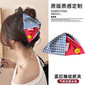 French hepburn style triangle fabric polka dot gripper fashionelegant back of head hairpin plate hair shark clip hair accessories