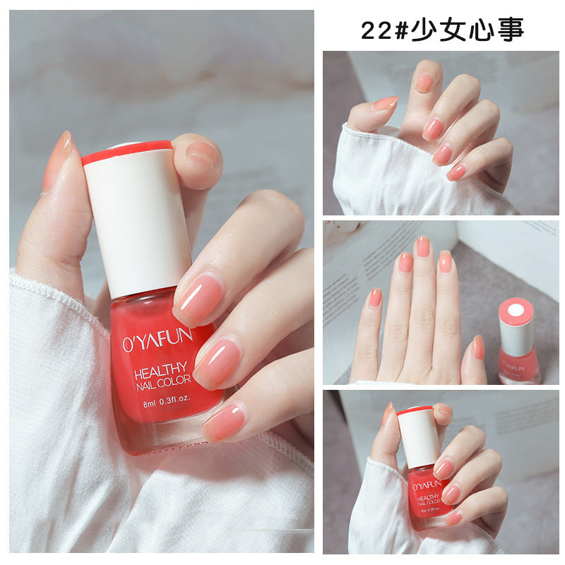 Ouyafei new arrival water-based nail polish 8ml no-bake peelable long-lasting quick-drying nail polish student peelable nail polish