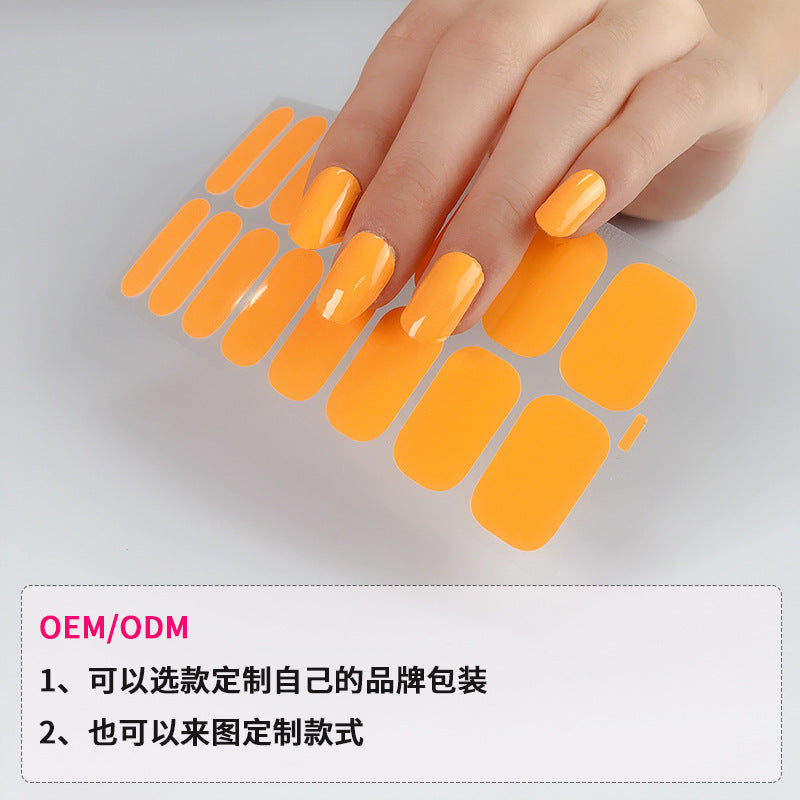 European and american new solid color nail art stickers, full cover nail polish film, designer logo stickers, candy iridescent sweet style