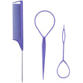 Purple 3 piece comb with hook