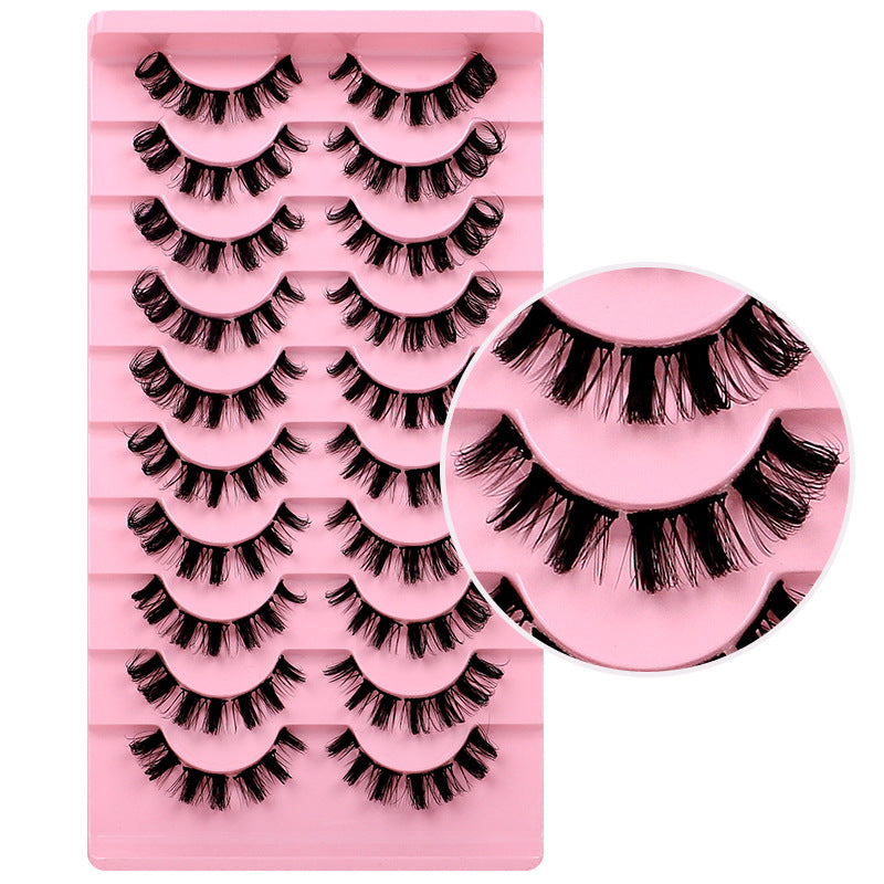 fashion style hard stem false eyelashes southeast asia 3d stereo natural half eye eyelashes flat factory wholesale