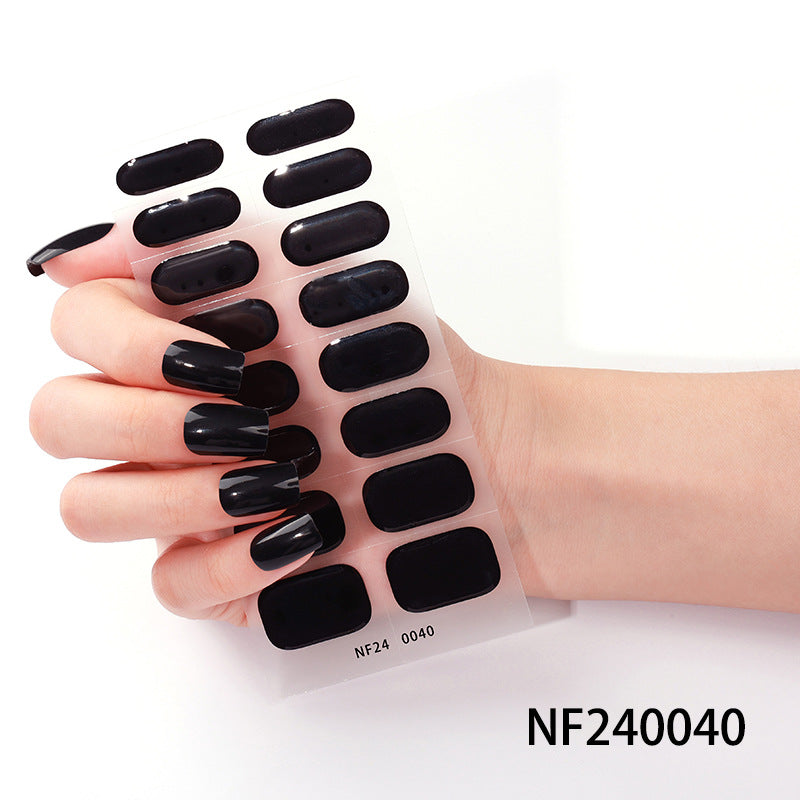 Gel manicure stickers 16 stickers semi-cured phototherapy stickers full stickers semi-baked nail stickers ready-made 5d jewelry ice transparent finished product