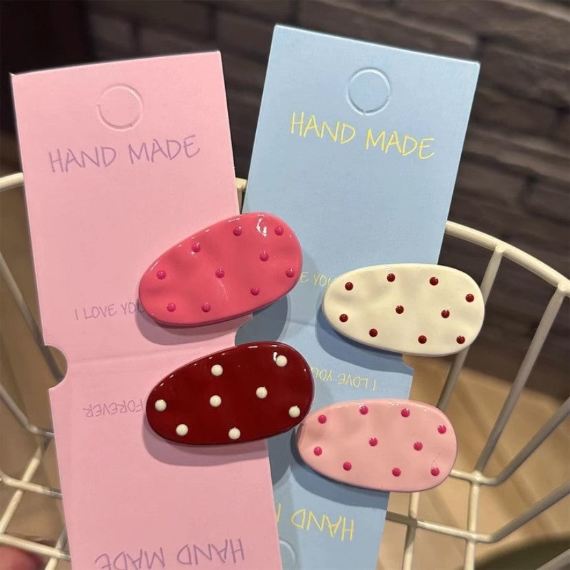 Cute sweet polka dot water drop duckbill clip inscasualeasiest for match side bangs clip niche style side clip new hair clip