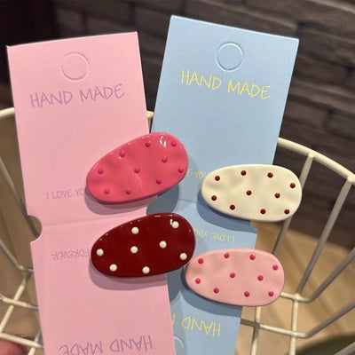 Cute sweet polka dot water drop duckbill clip inscasualeasiest for match side bangs clip niche style side clip new hair clip