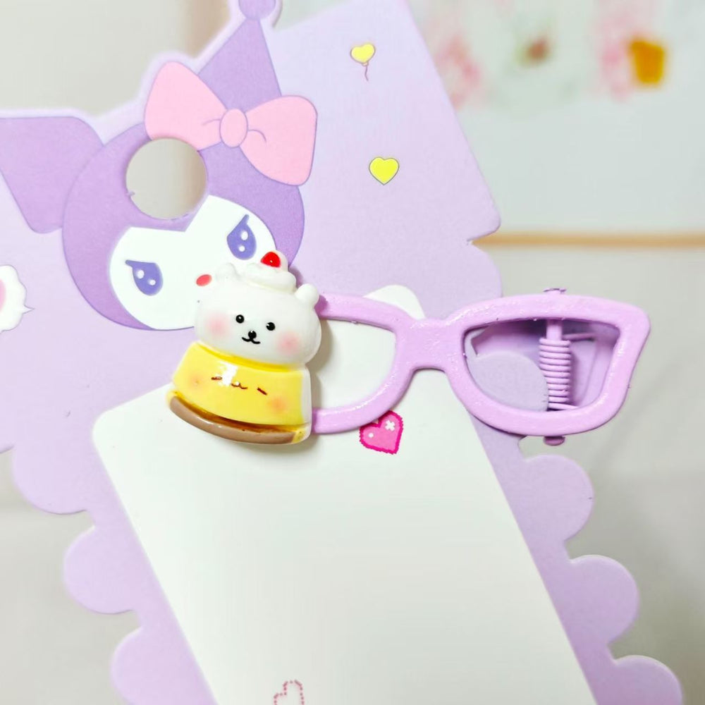 Wholesale cartoon self-deprecating bear hair clips sweet hair accessories headwear girly cute girls cartoon hairpins glasses