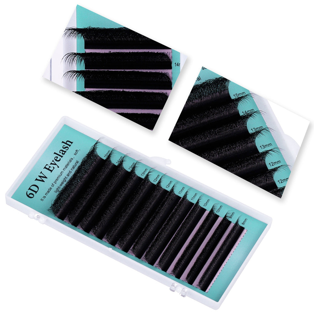 European and american style self-applying eyelash extensions 0.07 black matte d curl soft 6d w shape eye beauty false eyelashes semi-permanent