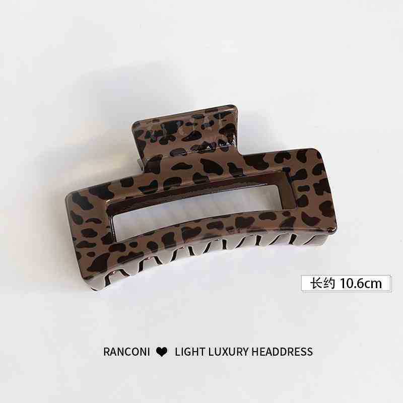 Korean style leopard print hollow square hair clip - minimalist, unique, and trendy claw clip - niche design, new hair accessories for women - wholesale