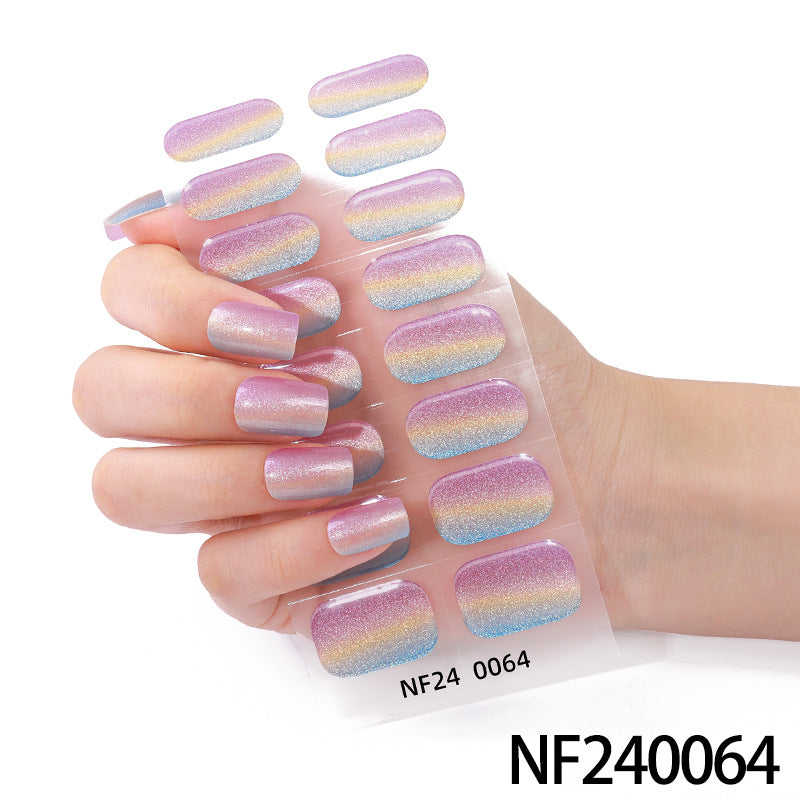 Zhengxiang personalized gel nail stickers waterprooffashion flash cat eye uv semi-cured gel nail stickers gel nail