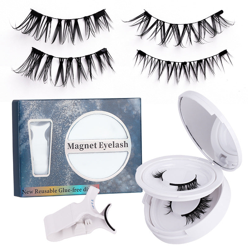 Pingdu magnetic false eyelashes amazon fashion thick strong magnetic 2 pairs black stem eyelash curler suit factory wholesale