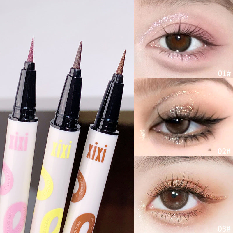Makeup xixi metal diamond pearlescent eyeliner long-lasting waterproof not easy to smudge down to lying silkworm pen eyeliner pen