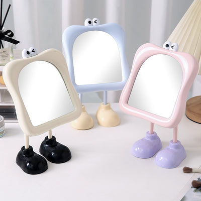 Cartoon big eyes dormitory makeup mirror adjustable desktop plastic storage for home table home glass mirror