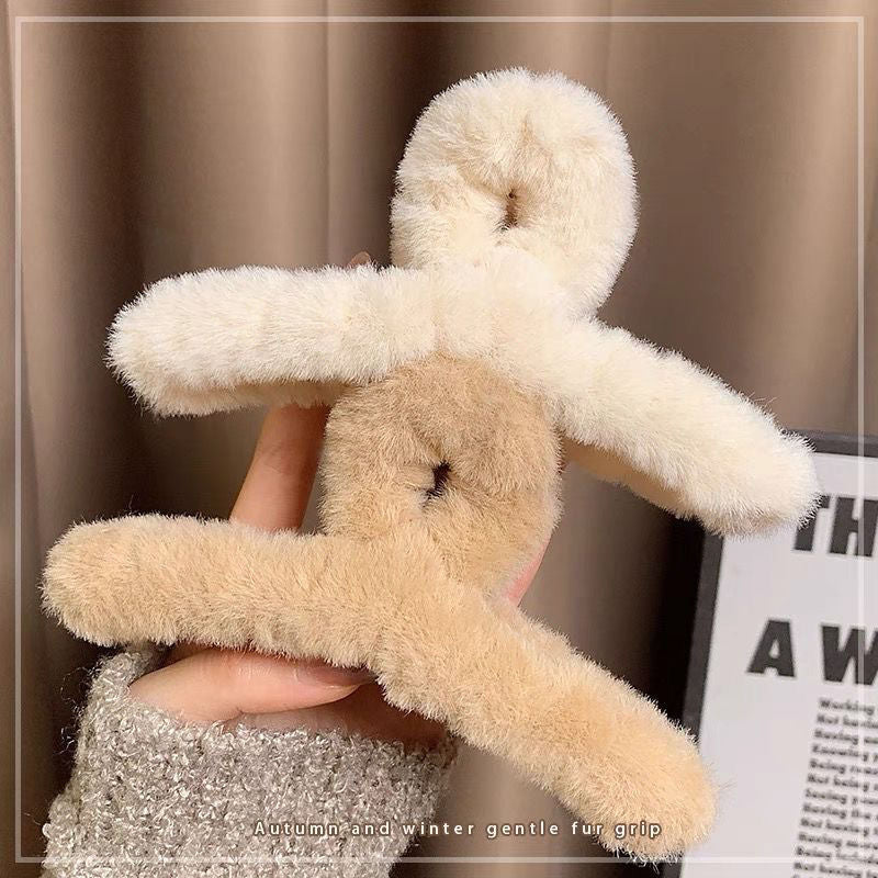 Korean color 11cm hair accessories cross plate hair grab shark clip kids imitation rabbit stuffed back of head hair clip grab clip