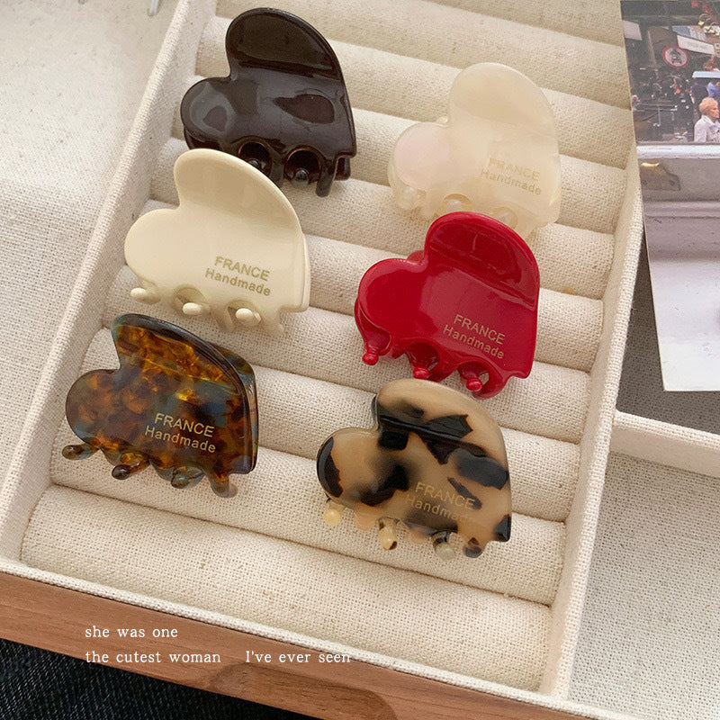 Korean dongdaemun exquisite small heart gripper shark clip classy cute acetic acid side clip small gripper hair clip