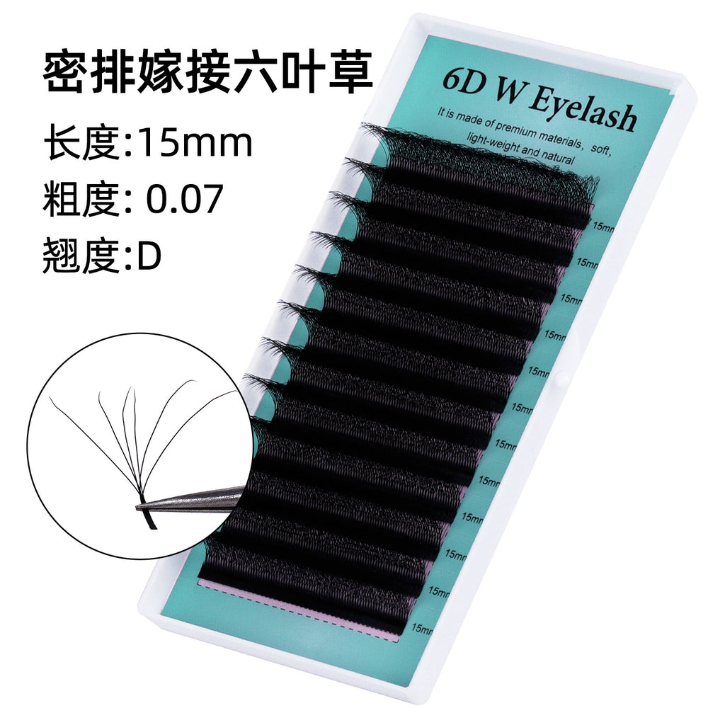 European and american style self-applying eyelash extensions 0.07 black matte d curl soft 6d w shape eye beauty false eyelashes semi-permanent
