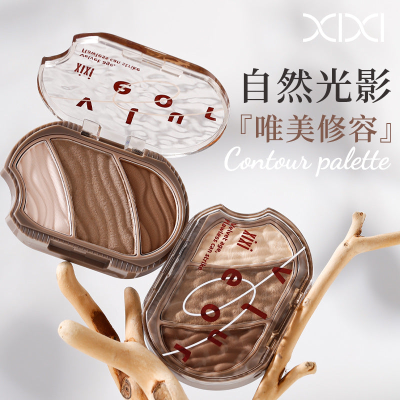 Makeup xixi light and shadow easy-to-paint contouring powder palette to modify contours, brighten stereo highlights, shadows and nose shadow all-in-one palette