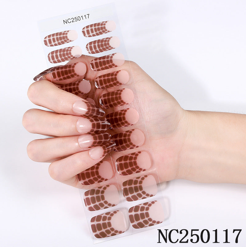 Zhengxiang factory customized gel nail art stickers waterproof fashion flash uv semi-baked semi-cured nail stickers gel nail