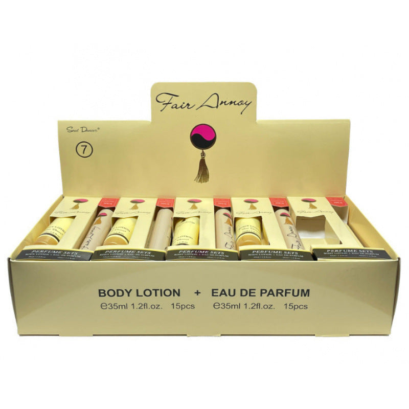 luxury perfume sample 35ml body lotion two-piece set, popular arabian women's perfume gift set