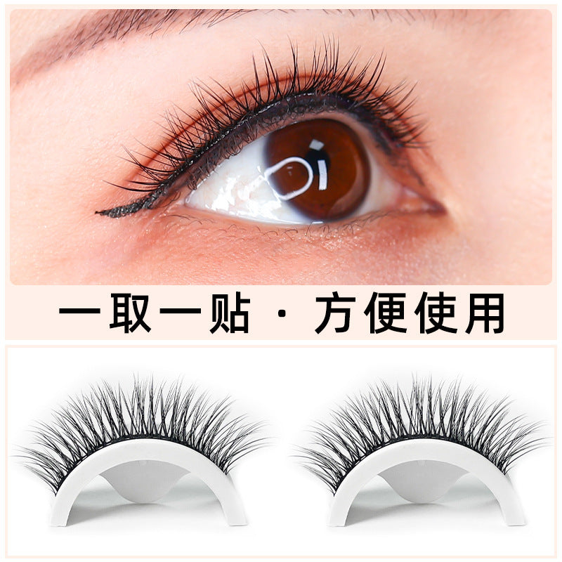 2 pairs of glue-free false eyelashes, one piece, european and american thick small round box, black stem eyelashes, temperature-sensitive self-adhesive replacement strips