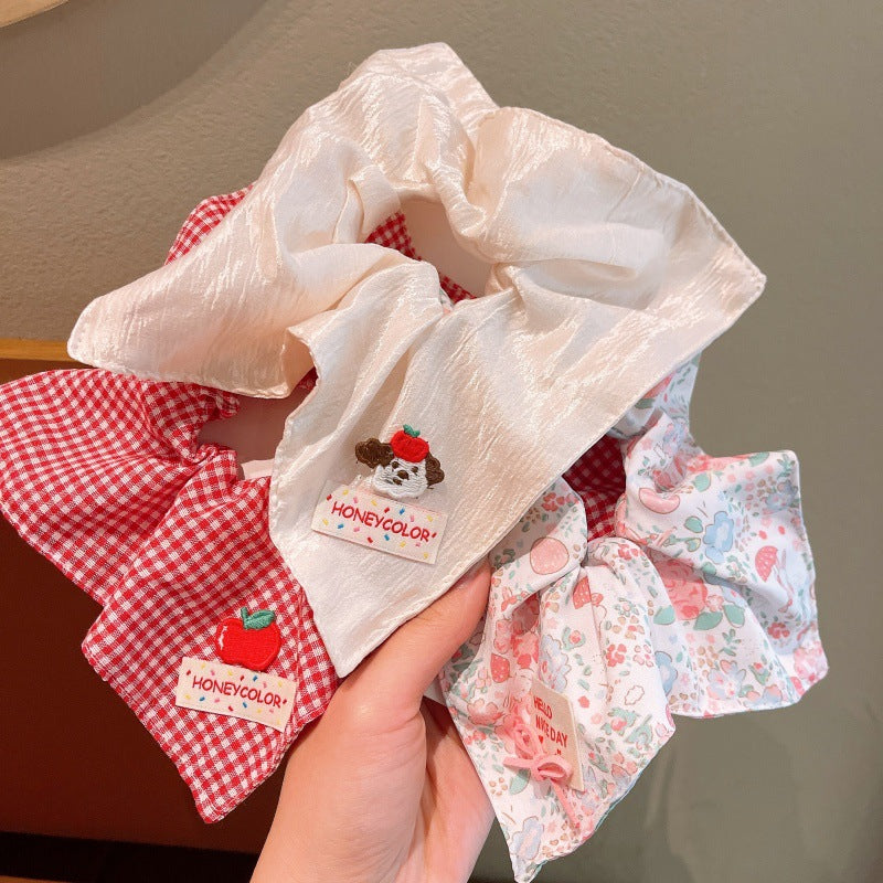Floral kids square scarf large intestine hair tie girl 2025new arrivaltie ponytail hair rope female princess ball head headwear