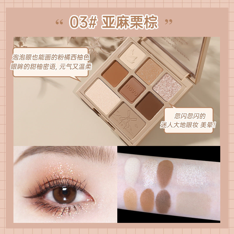 Novo eight-color eyeshadow palette - shimmer, fine glitter, crushed diamond, natural matte, contour, highlight, blush all-in-one palette - wholesale cosmetics