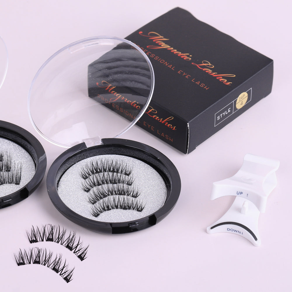 Magnetic false eyelashes - european & american style, four-clip set, glue-free, reusable, magnetic eyelashes