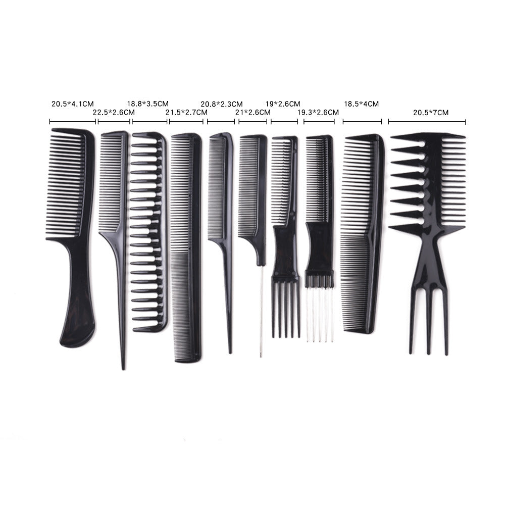 hairdressing comb suitthickened pointed tail comb hairdressing comb hair salon styling comb ten-piece set in stock