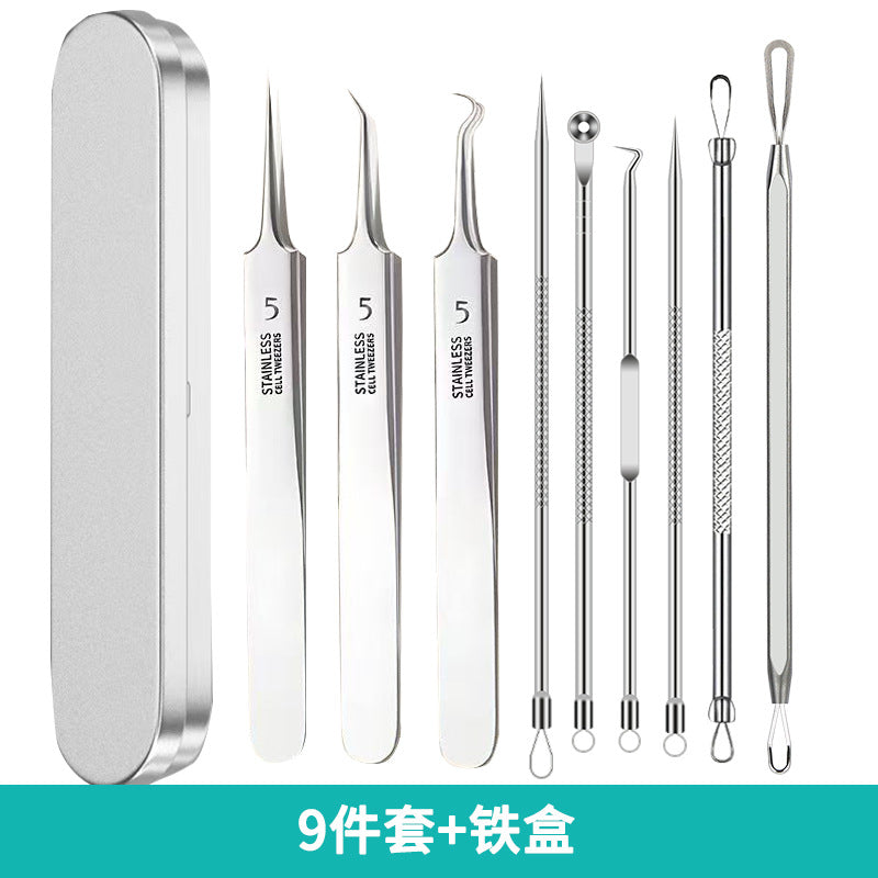Factory direct stainless steel blackhead remover kit - includes ultra-fine tweezers, blackhead extractor, and acne pimple popping tool