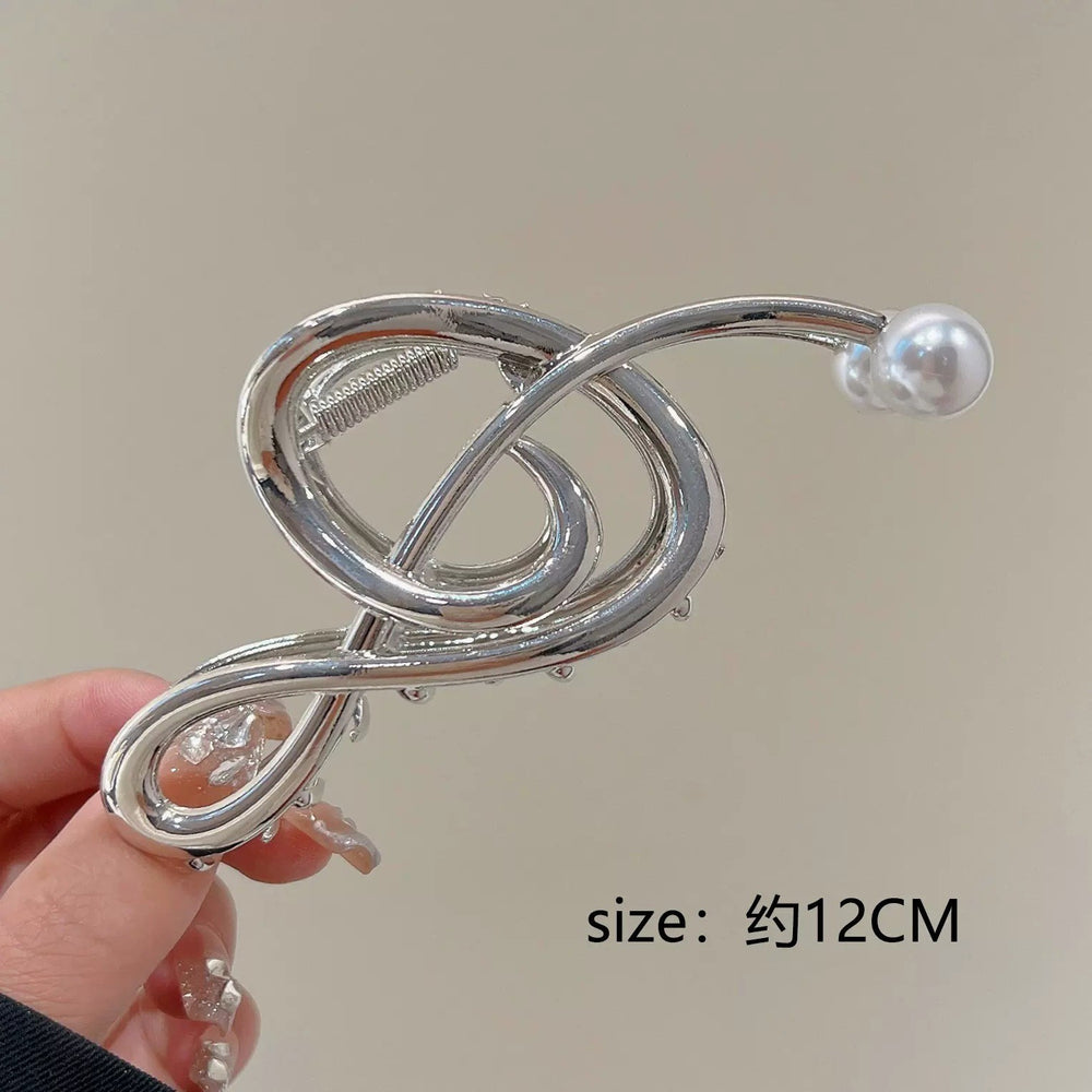 Half-tied hair cut out metal medium-sized gripper for women's high ponytail exquisite back hairpin classy elegant shark clip