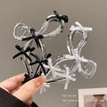 Ballet style ribbon bow gripper 2024 new women's hair clip classy back of head hair shark clip headwear