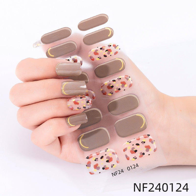 Zhengxiang personalized french gel manicure stickers hot glitter powder fashionuv baking lamp hardening semi-cured nail stickers