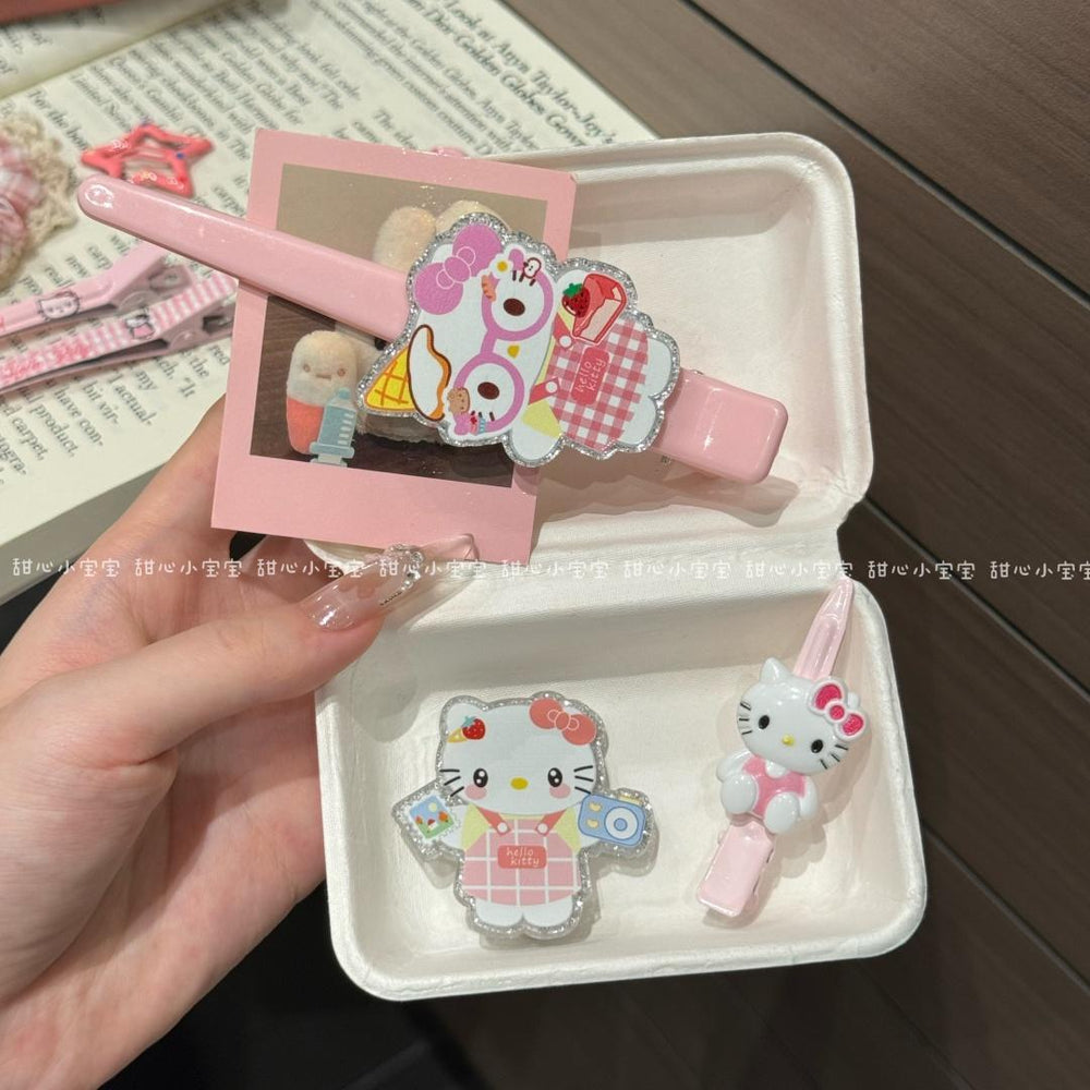 [9-piece set] cute apron glasses cartoon cat student duck clip girl hairpin sweet girl hairpin hair accessories