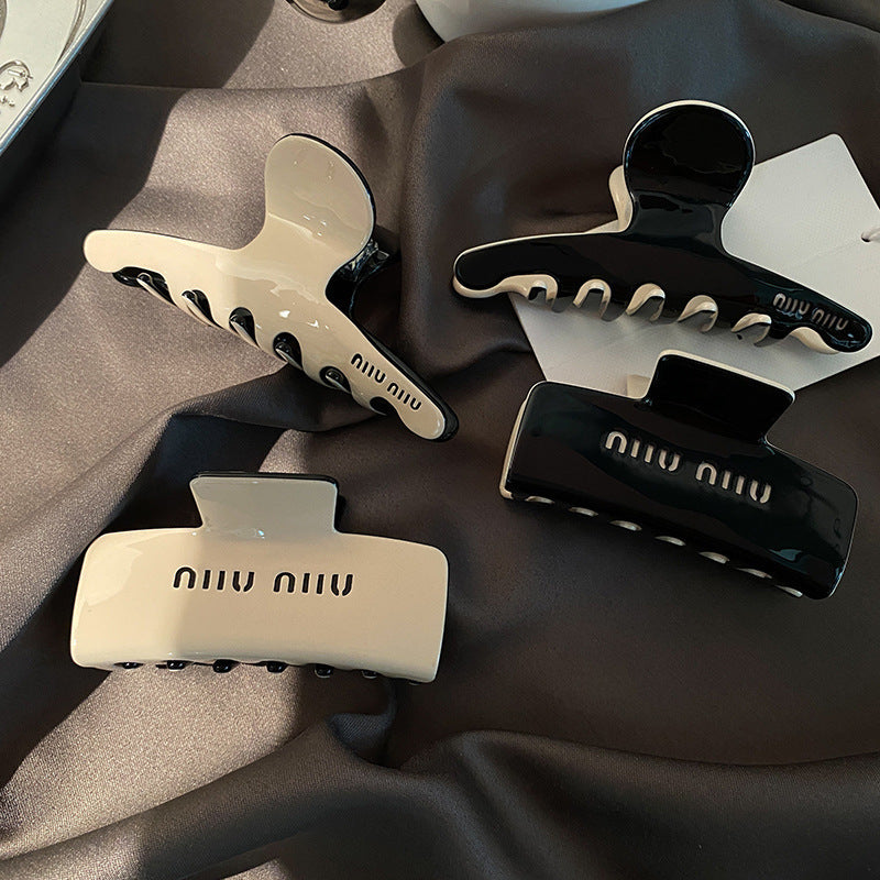 Lazy style ~ french acetic acid gripper work clothing korean high-end double-sided hairpin back of the head hairpin shark clip for women