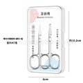 3.0 mirror light square eyebrow scissors + nose hair scissors + pp plastic box + hanging bag