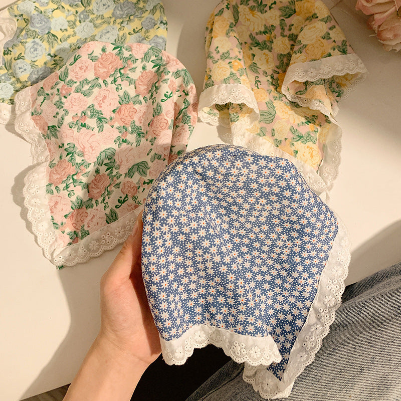 Headscarf women's headband summer cute sweet girl lace triangle scarf hairband french style tie-up photo prop square scarf headwear