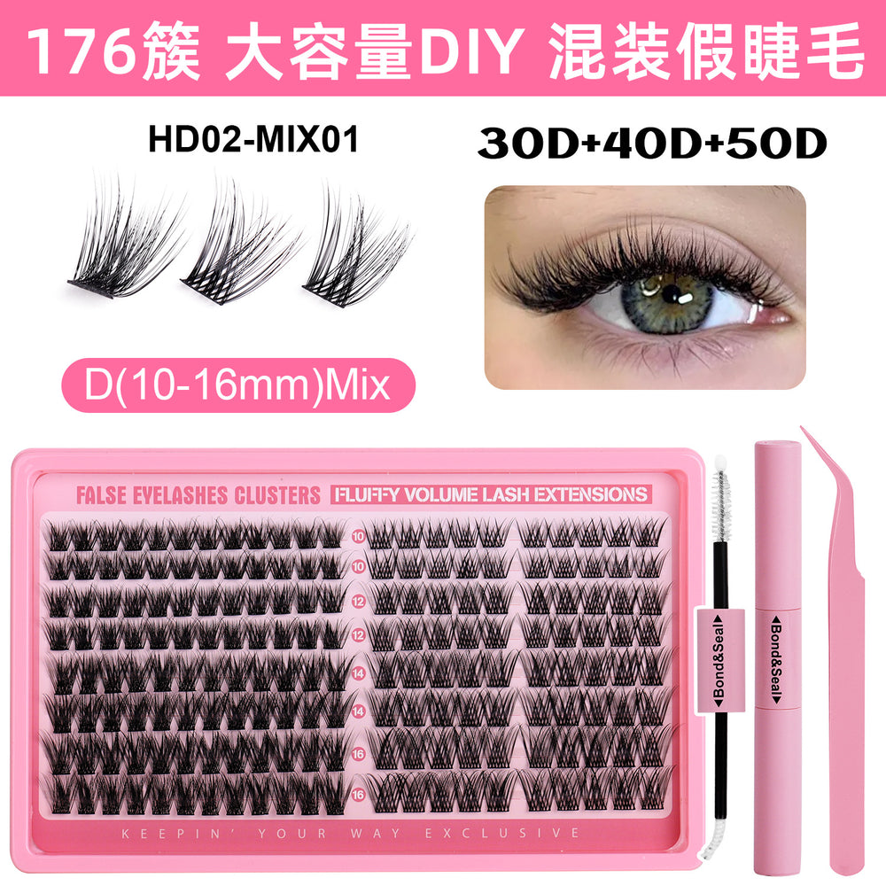 Segmented false eyelashes suit cross-border 40p50p clustered european and american eyelashes extension lashes kit set