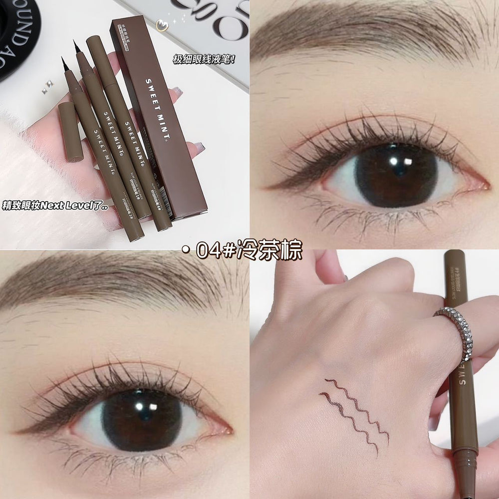 Makeup sweet mint slim eyeliner for women, ultra-fine soft head, waterproof, anti-sweat, non-smudge, lying silkworm eyeliner pen