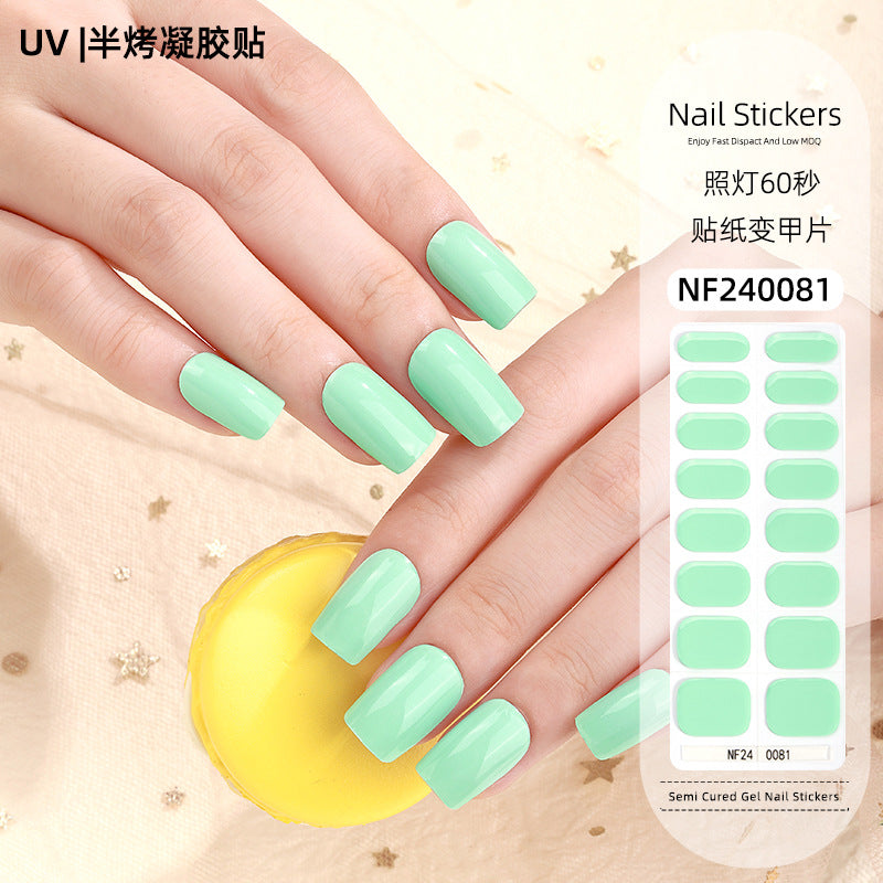 Zhengxiang factory custom gel nail stickers solid color uv light nail polish gel japanese and korean semi-cured nail stickers wholesale