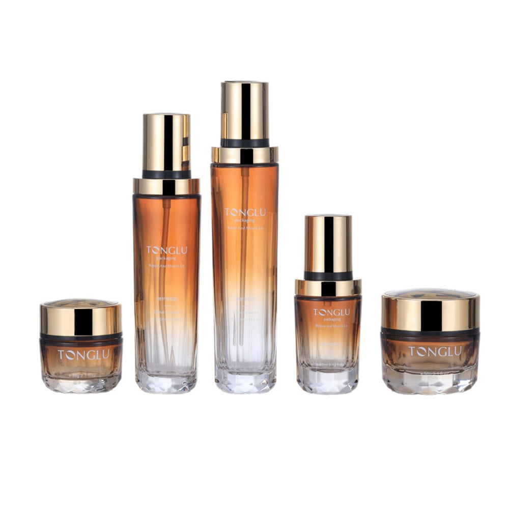 New cosmetic glass bottle suit packaging material 120ml lotion essential oil glass bottle 50g cream bottle manufacturer supply