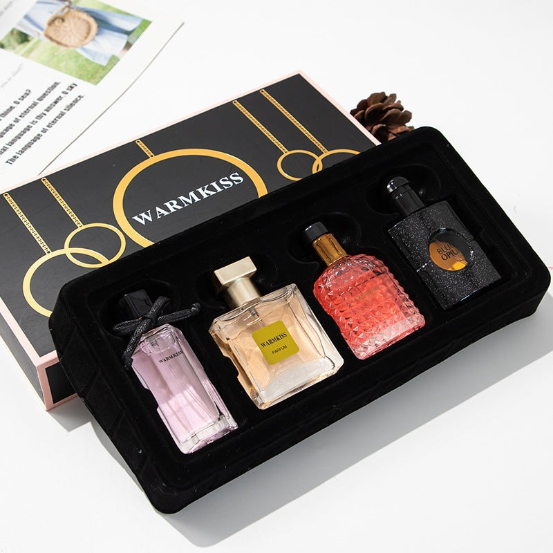 best-selling women's perfume four-piece set, long-lasting light fragrance, floral, black coffee perfume, women's gift box wholesale