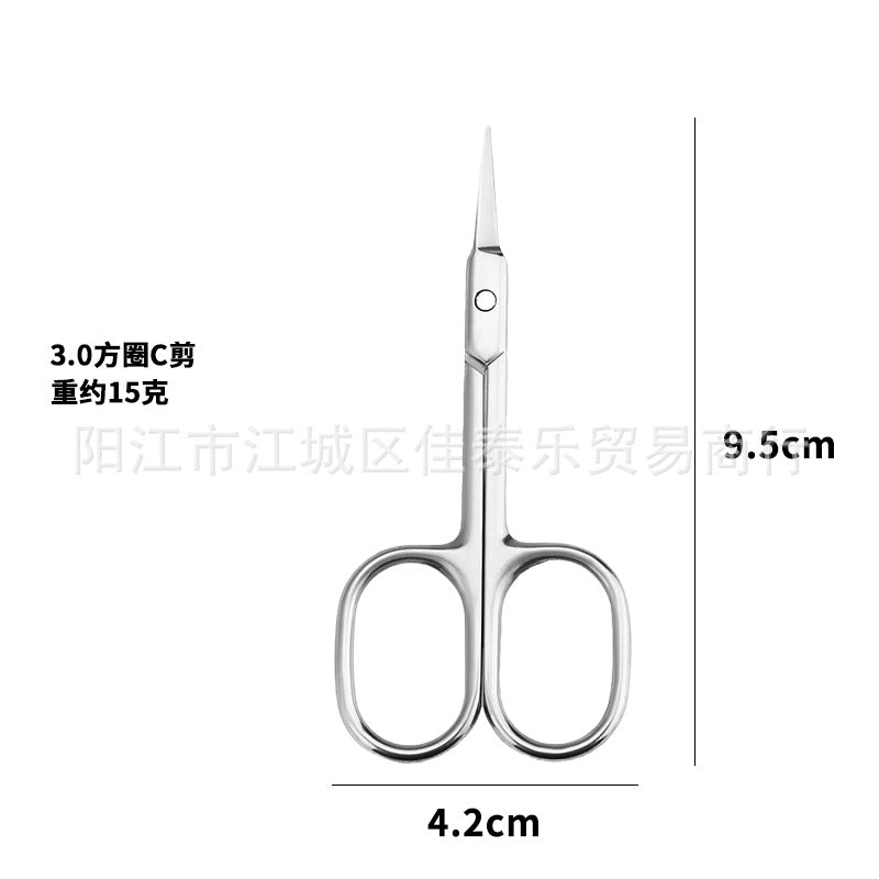 Manufacturer stainless steel elbow russian style dead skin scissors pre-treatment cuticle eyebrow trimming scissors pointed manicure scissors