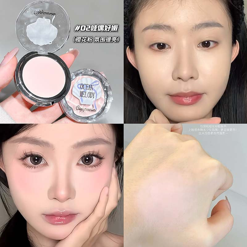 Cappuvini natural volumizing highlighter powder - matte, plumping color for natural, sculpted face, brightens tear troughs and nasolabial folds