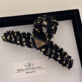 Fall and winter woven letter stuffed shark clip hairpin classy hair clip for women's back of head hair bun large clip